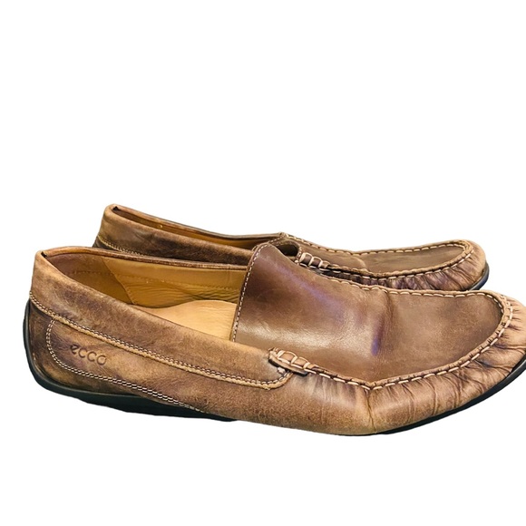 ECCO Men’s Brown Leather Driving Moccasin Loafers